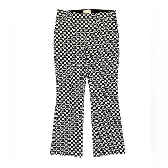 Maeve Kick Flare Pants Black White Flowers X-Small - Picture 1 of 5